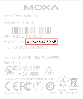 Where to find MAC address on silver label